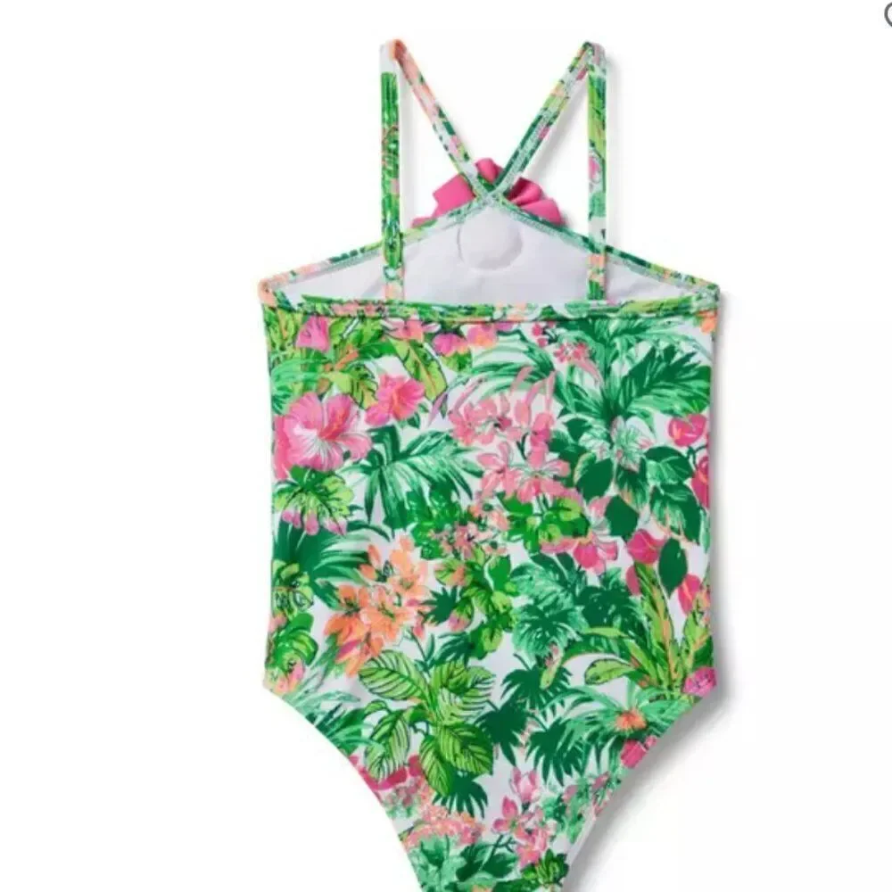 Janie and Jack 10048650 Recycled Tropical Floral Halter Swimsuit size 3 NWT